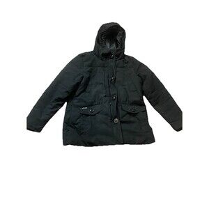 River Edge Coat Women’s Black Large Pocket Zip Snap Hood